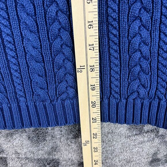 Lauren Ralph Lauren Cable Knit Fisherman Sweater Crewneck Navy Blue M Petite* - Picture 6 of 10